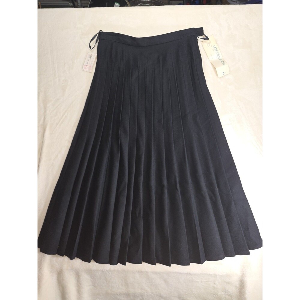 Kasper J.L. Sport Vintage Pleated Skirt 10 Wool NWT Deadstock ILGWU USA Black